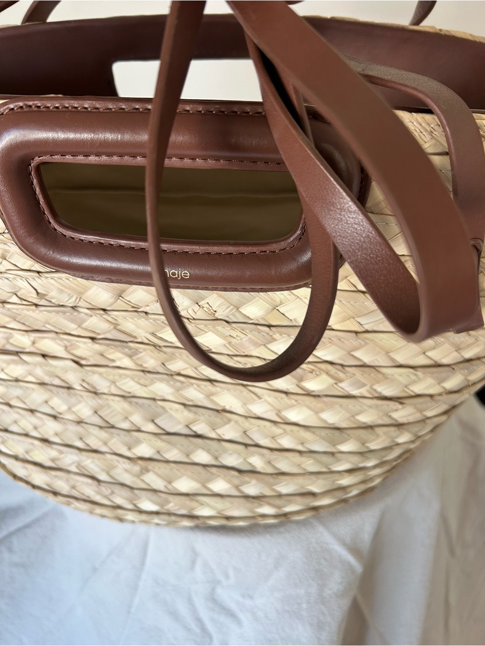 Maje woven Tote with Brown Leather Handles - Picture 8 of 9